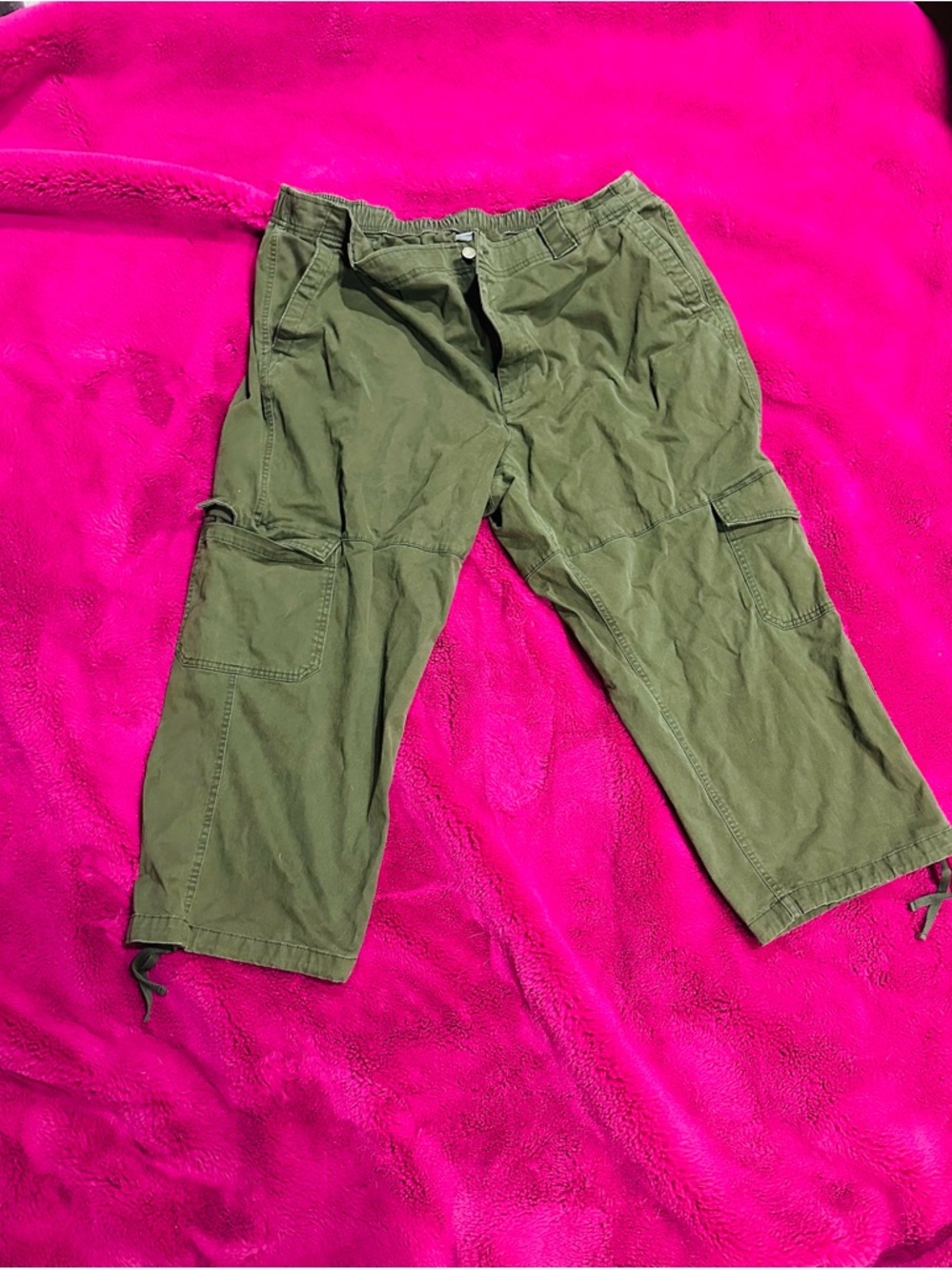 Olive Cargo Drawstring Hem women’s Pants - Picture 2 of 4